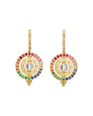 Temple St. Clair - 18K Yellow Gold FJ Multi Gemstone & Diamond Orbital Drop Earrings