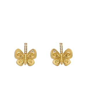 Shop Temple St Clair 18k Yellow Gold Diamond Butterfly Earrings