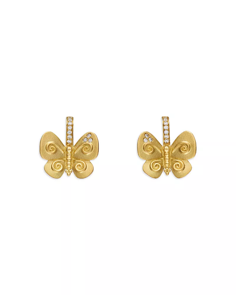 Temple St. Clair 18K Yellow Gold Diamond Butterfly Earrings