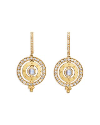 Temple St. Clair - 18K Yellow Gold FJ Blue Moonstone & Diamond Orbital Drop Earrings