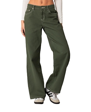 Shop Edikted Brenda Low Rise Carpenter Jeans In Olive