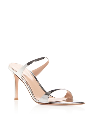 Shop Gianvito Rossi Women's Mayfair High Heel Slide Sandals In Silver