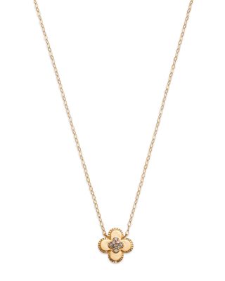 Bloomingdale's Fine Collection Diamond Clover Pendant Necklace 