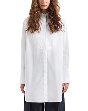 Shop Emporio Armani Bib Front Tunic Shirt In Solid White