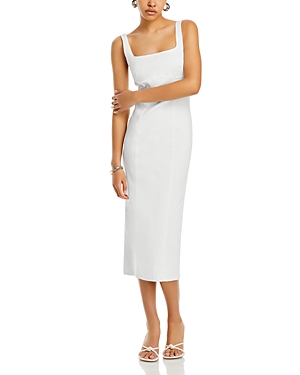 Aqua Fitted Denim Midi Dress - 100% Exclusive In White