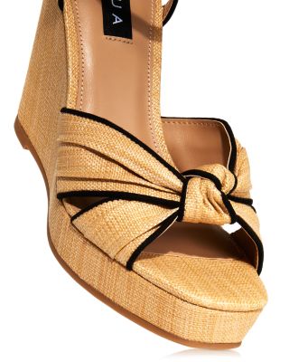 AQUA Women's Mabel Knotted Strap Espadrille Wedge Heel Platform