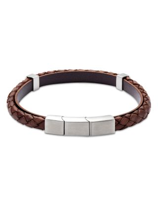 Banded Braided Leather Bracelet