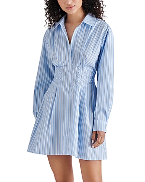 Steve Madden Aria Corset Waist Shirtdress In Light Blue