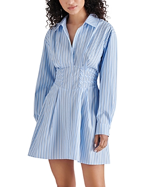 Shop Steve Madden Aria Corset Waist Shirtdress In Light Blue