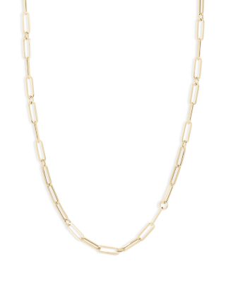 18K Yellow Gold Paperclip Link Chain Necklace, 17"