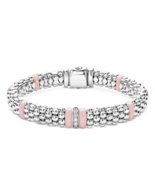 LAGOS - Sterling Silver Pink Caviar Diamond & Pink Ceramic Bead Link Bracelet