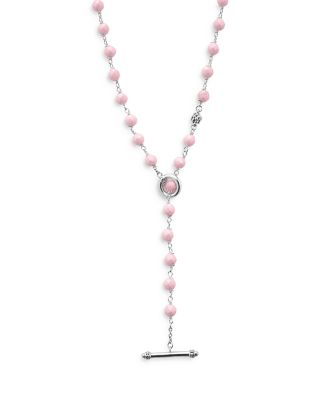 Sterling Silver Caviar Icon Pink Ceramic Bead Station Necklace, 34"