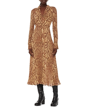 Whistles Serpent Print Midi Dress In Snake Print