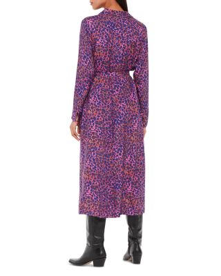 Mottled Leopard Print Midi Dress