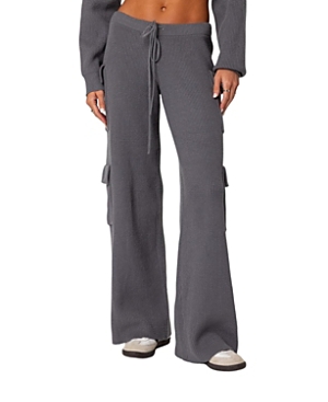Shop Edikted Wynter Knit Cargo Pants In Gray