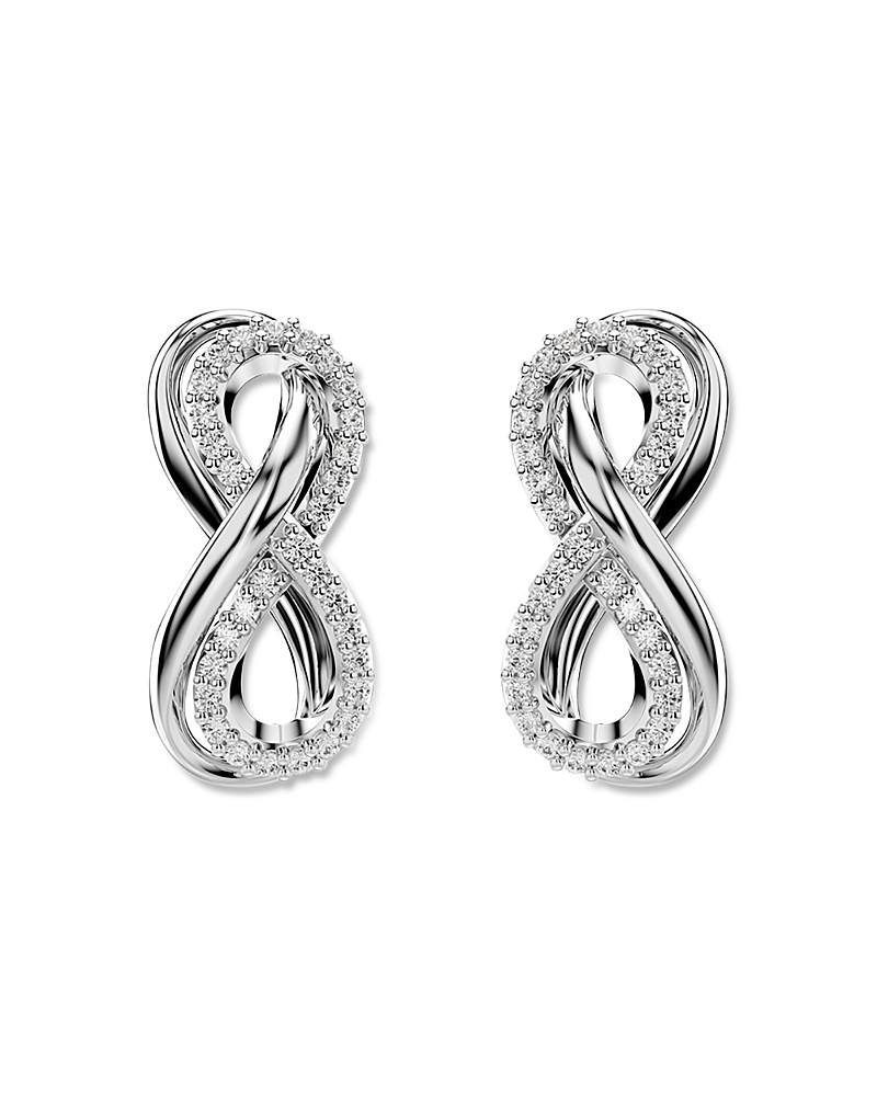 Shop Swarovski Hyperbola Infinity Stud Earrings In Silver