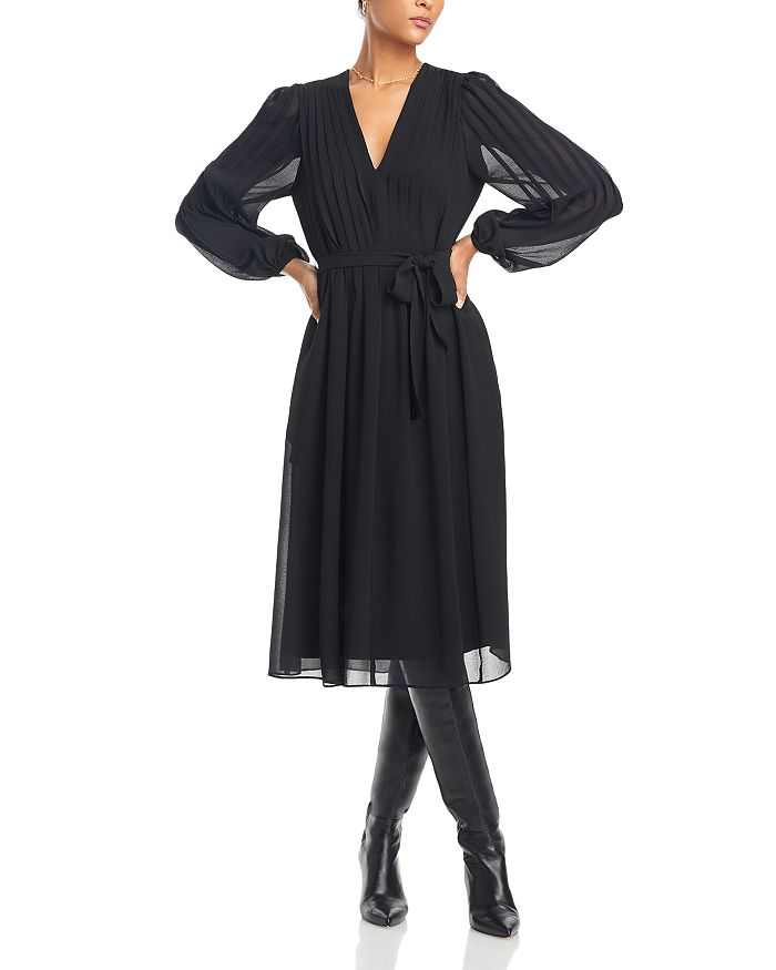 COS Pintucked Midi Dress in BLACK