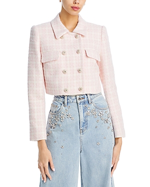 Shop Self-portrait Boucle Jacket In Pink