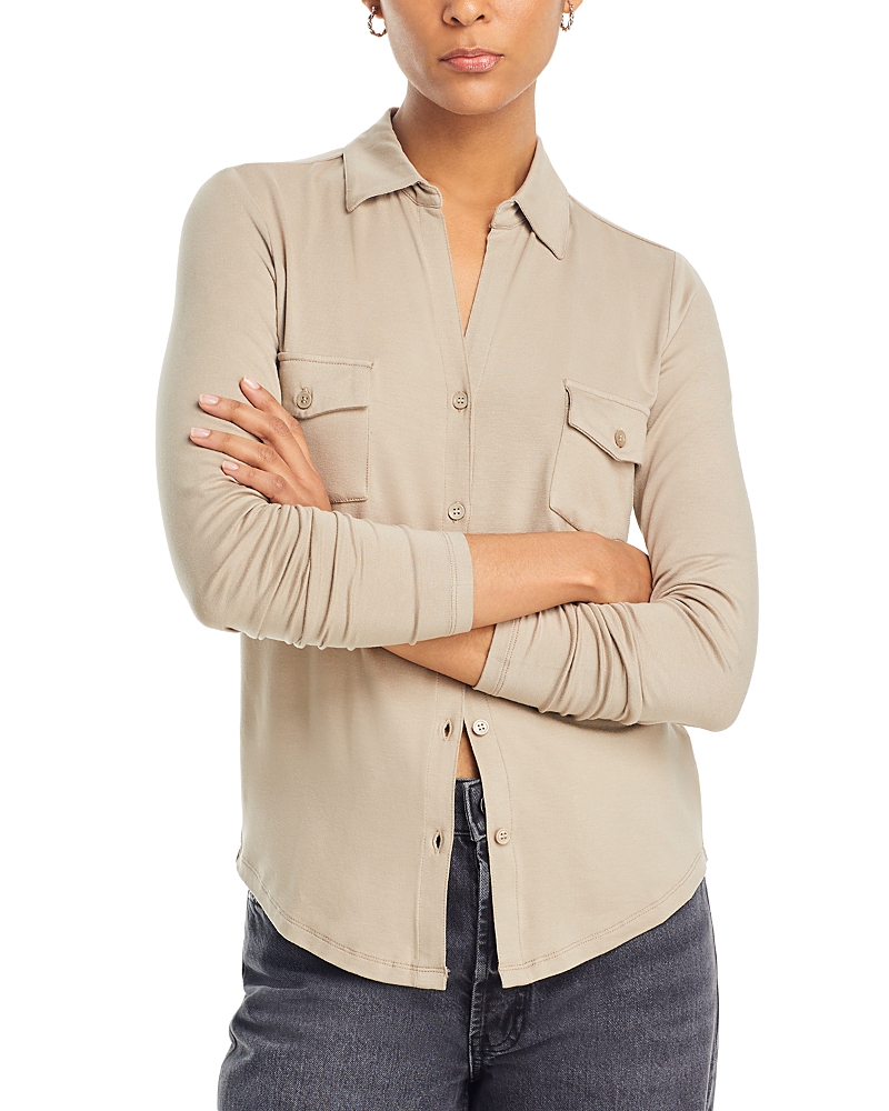 MAJESTIC POINT COLLAR BUTTON FRONT SHIRT