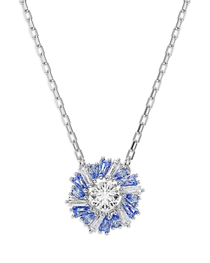 Shop Swarovski Idyllia Pendant Necklace, 15 In Blue/silver