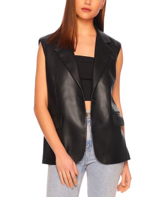 Susana Monaco Notch Lapel Faux Leather Vest