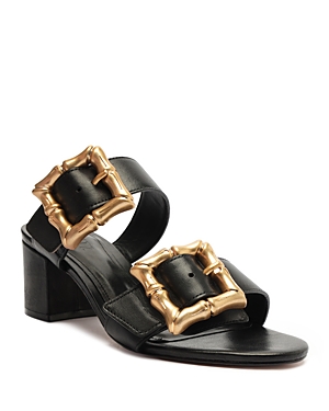 Shop Schutz Women's Enola Double Buckle Block Heel Sandals In Black