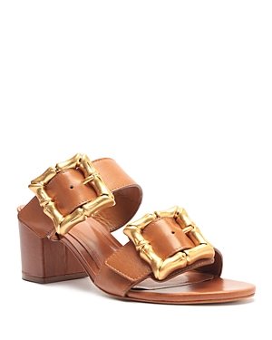 Shop Schutz Women's Enola Double Buckle Block Heel Sandals In Brown