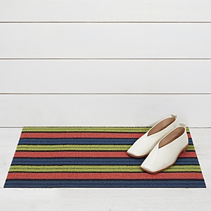 Chilewich Ribbon Stripe Shag Doormat, 18 X 28 In Limelight
