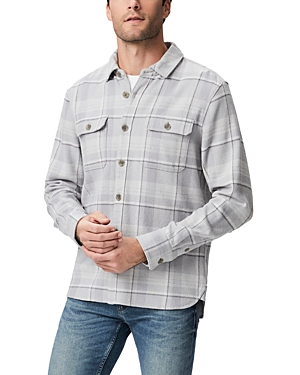 Paige Wilbur Plaid Flannel Button-up Overshirt In Grey Aura