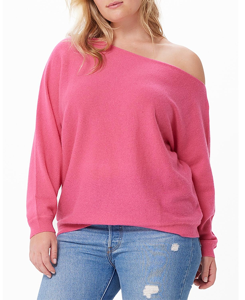 Minnie Rose Cotton Cashmere Off The Shoulder Sweaters In Azalea