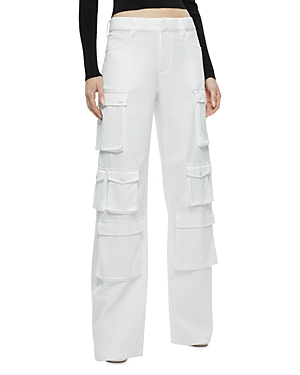 Alice And Olivia Olympia Mid-rise Baggy Cargo Pants In Off White
