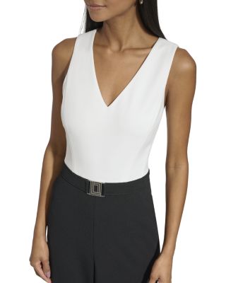 KARL LAGERFELD PARIS Sleeveless Colorblock Cropped Jumpsuit
