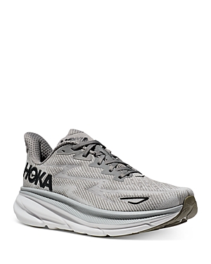 Hoka Bondi 9 Grey Low Top Sneakers With Maxi Logo Lettering On The Side In Tech Fabric Unisex In Gray