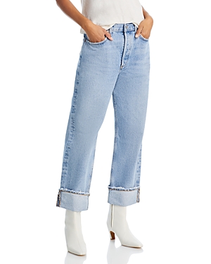 Agolde Fran High Rise Straight Cuffed Jeans in Force