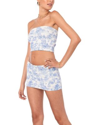 Delft Print Strapless Top