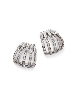 Shop Bloomingdale's Diamond Multi Row J Hoop Earrings In 14k White Gold, 1.10 Ct. T.w.
