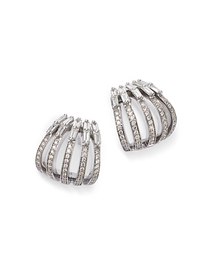 Bloomingdale's Diamond Multi Row J Hoop Earrings In 14k White Gold, 1.10 Ct. T. W. In White