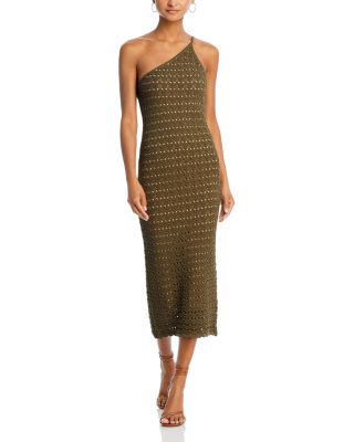 AQUA - One Shoulder Crochet Midi Dress - Exclusive