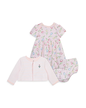 Little Me Girls' Tulips Cardigan, Printed Dress & Panty Set - Baby