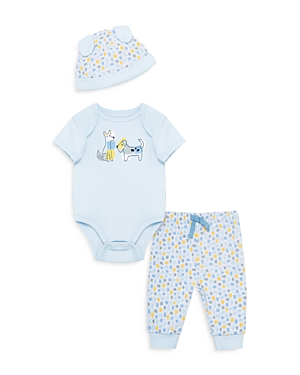 Shop Little Me Boys' Puppy Geo Bodysuit Pant Set & Hat - Baby In Blue