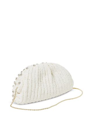 Bailey Embellished Pleated Raffia Clutch