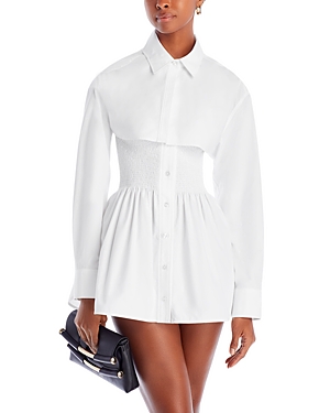 Shop Alexander Wang T Alexanderwang.t Cotton Smocked Mini Shirt Dress In White