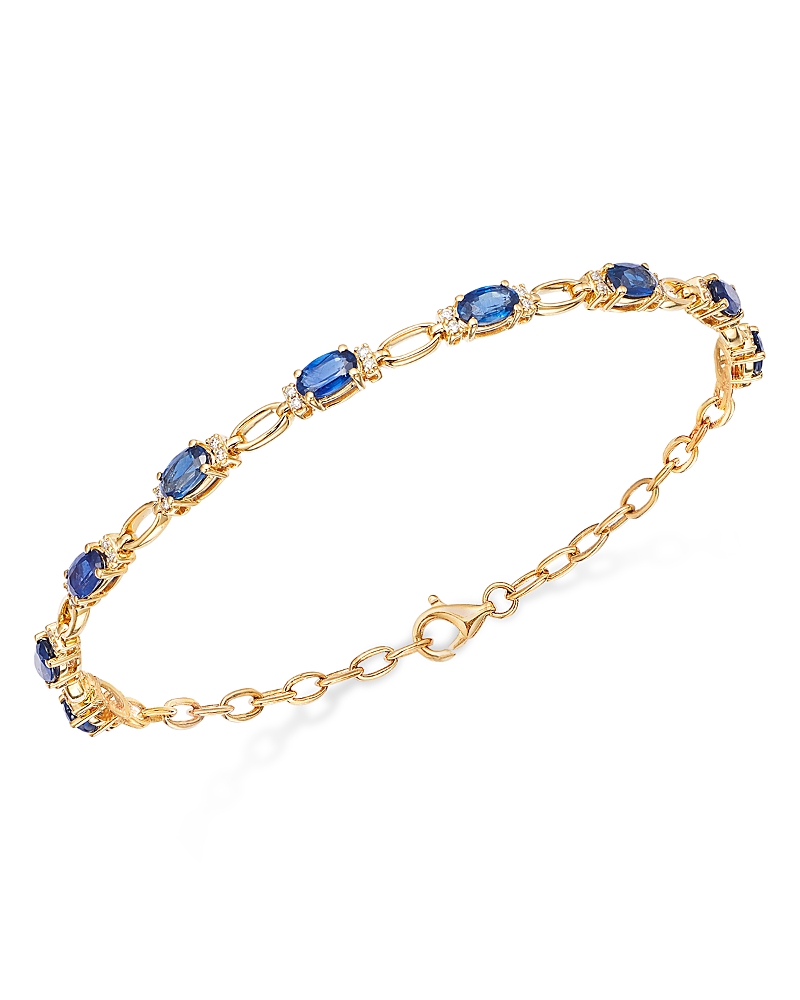 Bloomingdale's Fine Collection Sapphire & Diamond Tennis Bracelet in 14K Yellow Gold