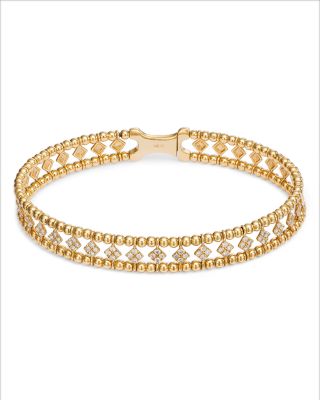 Diamond Small Cluster Openwork Bangle Bracelet in 14K Yellow Gold, 0.50 ct. t.w. 