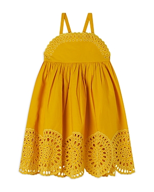 Shop Stella Mccartney Girls' Cotton Poplin Strappy Dress - Little Kid In Yellow