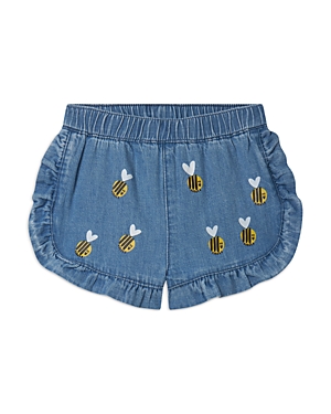 Stella Mccartney Girls' Bumblebee Ruffle Chambray Shorts - Baby In Blue