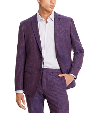 Tonal Wool & Linen Melange Slim Fit Suit Jacket