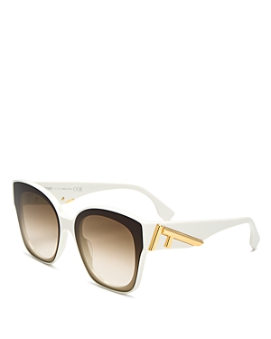Shop Fendi First Square Sunglasses, 63mm In Ivory/brown Gradient