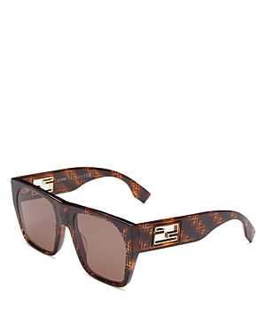 Shop Fendi Baguette Flat Top Sunglasses, 54mm In Havana/brown Solid