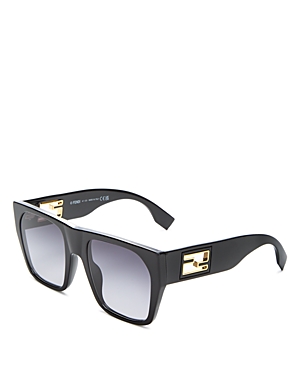 Shop Fendi Baguette Flat Top Sunglasses, 54mm In Black/gray Gradient